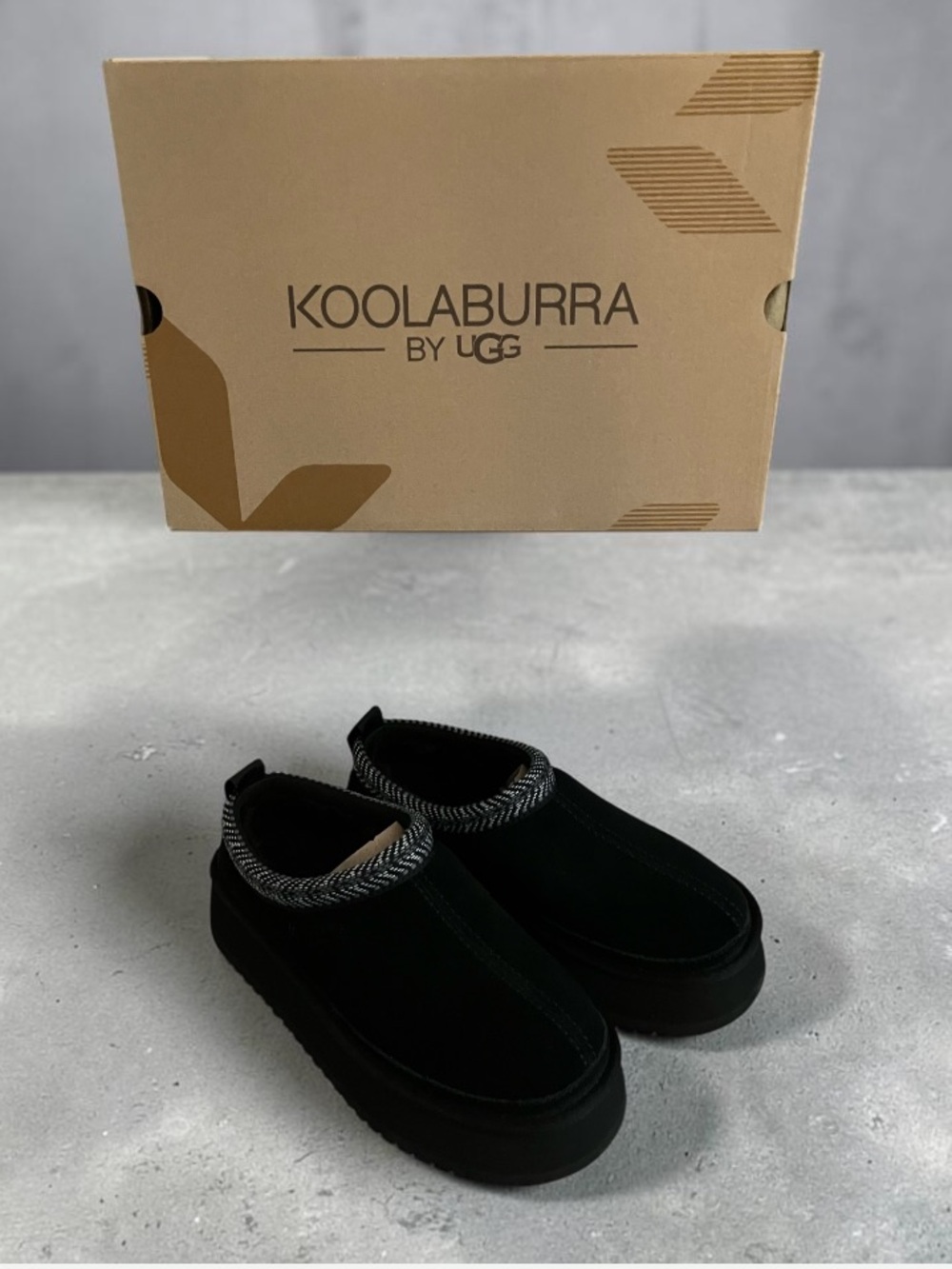 NWB KOOLBURRA BY UGG BURREE PLATFORM BLACK SUEDE CLOGS SLIPPERS TASMAN STYLE